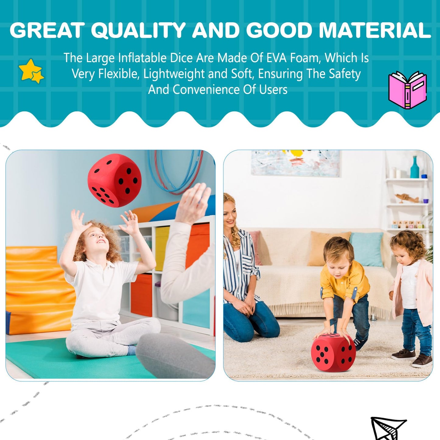 Shappy 6 Inches Foam Dice Fun Filled Large Educational Toy Kawaii Giant Dice Decorative Eva Foam Jumbo Dice Big Square Building