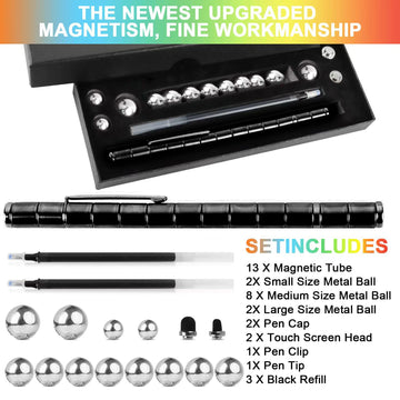 Moonhua Magnetic Pen Fidget Toy, Black Magnet Metal Writing Pen Toy For Anxiety Relief, Diy Multifunctional Decompression Pen For Kids Adults, Idea Gift For Christmas Classroom Teens Party Supplies