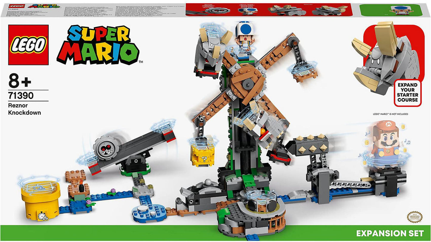 Lego 71390 Building Set, Super Mario Reznor Knockdown Expansion Set, Collectible Buildable Game Toy For Kids With Blue Toad Figure, Multicolor, Gifts For Girls And Boys Age 8 Plus