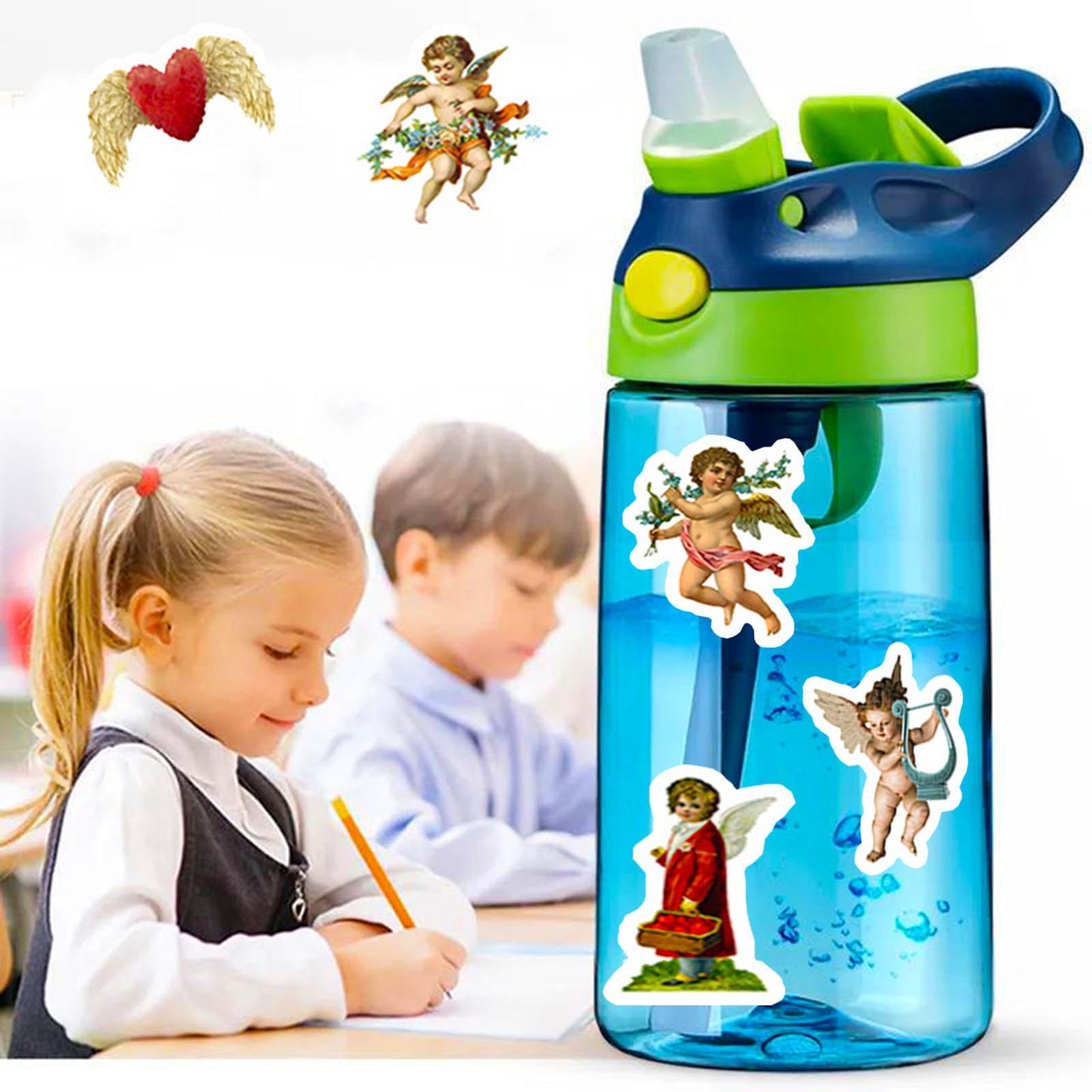 Vintage Angels And Cupids Stickers, Vinyl Scrapbooking Stickers Packs, 50Pcs Kawaii Cute Angel Aesthetic Stickers For Kids Teens