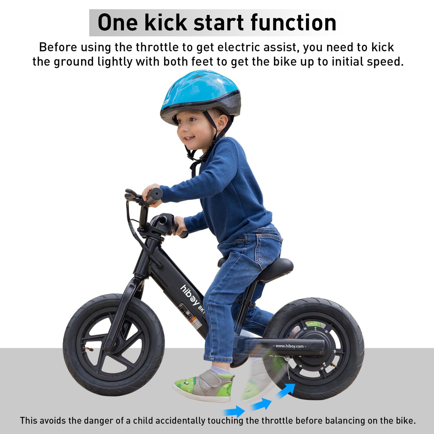 Hiboy BK1 Electric Bike for Kids Ages 3-5 Years Old, 24V 100W Electric Balance Bike with 12 inch Inflatable Tire and Adjustable