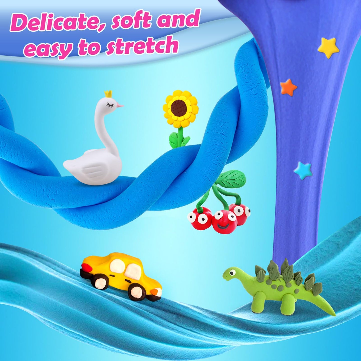 Air Dry Clay 64 Colors, Modeling Clay for Kids, DIY Molding Magic Clay, Gift for Kids