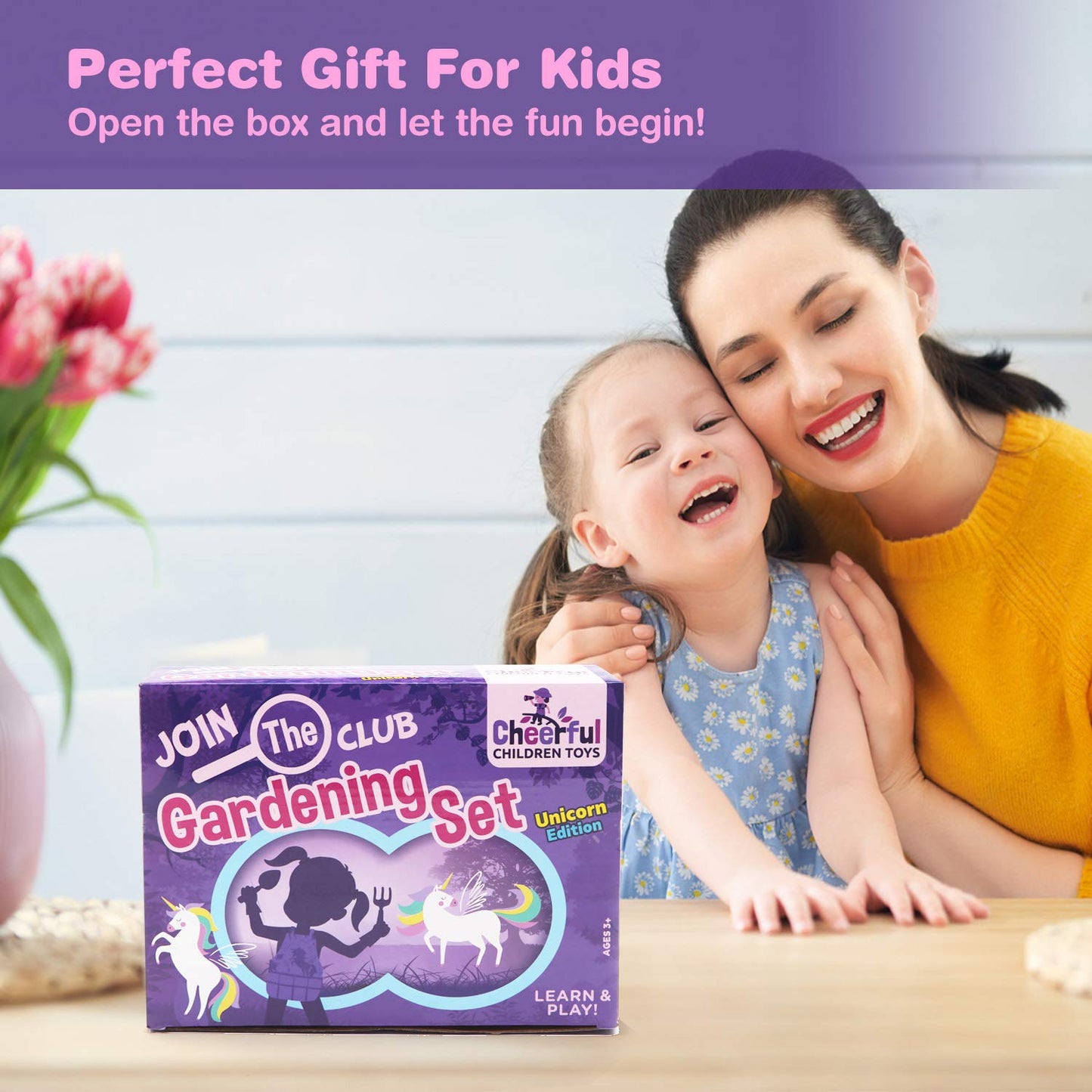 Cheerful Children Toys Kids Gardening Set - Unicorn Garden Kit for Girls, Purple, Plastic, Ages 3-7