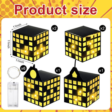 Weekgrat 6 Pcs Large Hero Party Favor Boxes with Light String 11 Inch Skyscraper City Gift Large Hero Theme Candy Treat Boxes Sk