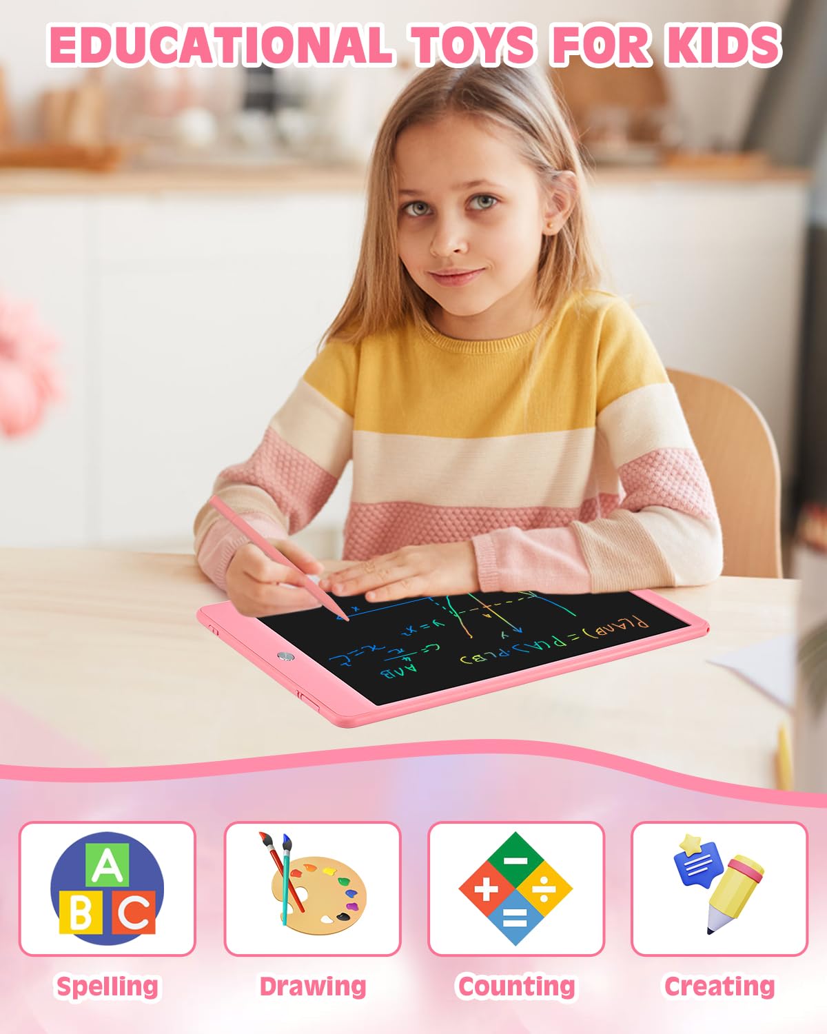 Lcd Writing Tablet For Kids, 2 Pack Doodle Board Electronic Drawing Tablet 10 Inch Drawing Pad, Learning Toys Christmas Birthday