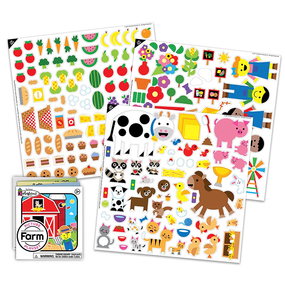 Colorforms Stickers For Kids - Sticker Book, Farm Picture Playset, Arts And Crafts, Toddler Stickers, Repositionable Pieces For