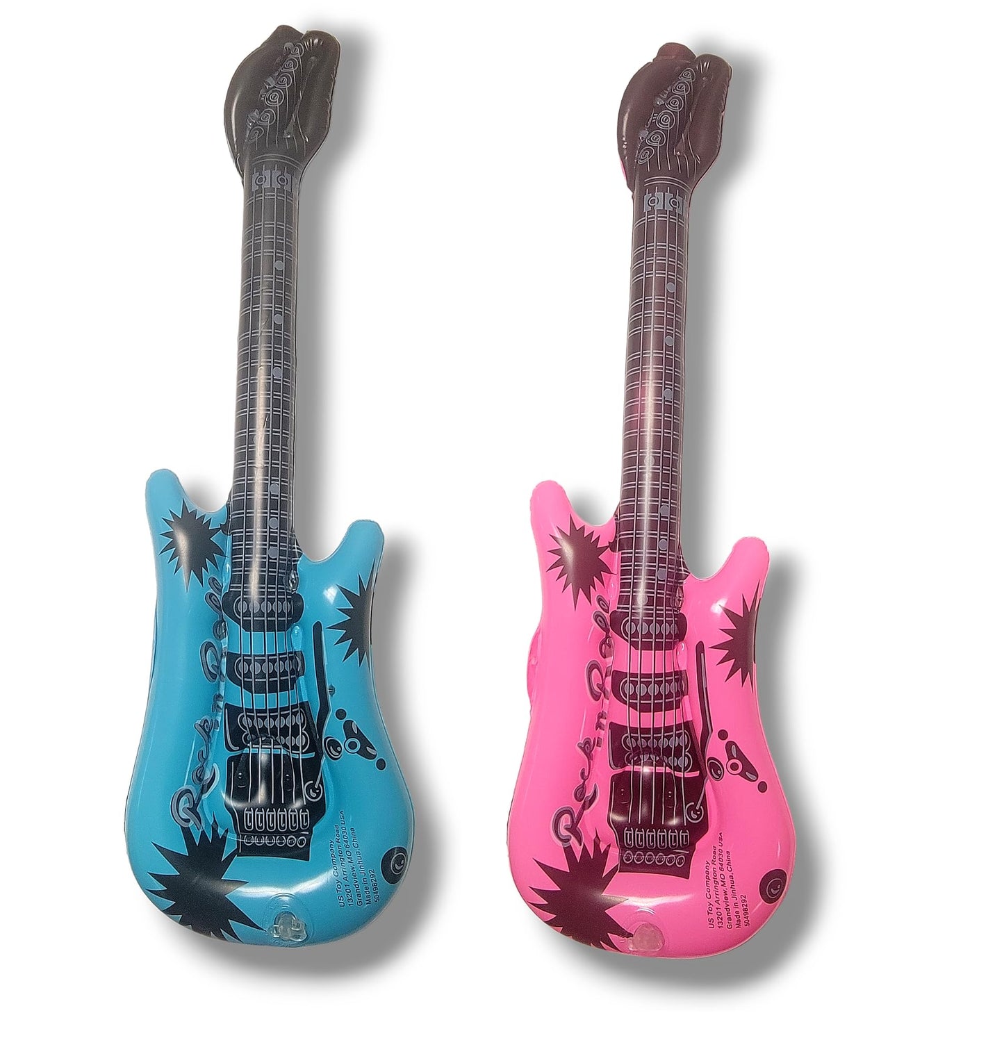 Zugar Land Rock Inflatable Mini Guitars (21 Inches) Vinyl. Perfect Party Favor, Dj Dance 80S Rocker (Mini Rock-N-Roll Pink & Blue (2 Pack))