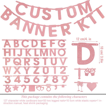 Sunbeauty 127 Pcs Rosegold Glittery Diy Make Your Own Banner Customizable Letters Symbols Banner For Birthday Wedding Baby Showe