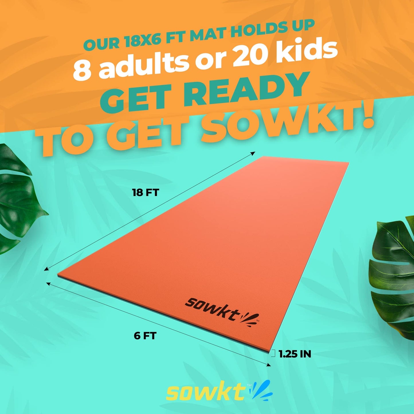 Sowkt 18 X 6 Feet Lily Pad Extra Large Floating Mat For Lake And Boating - Giant Floating Water Pad (Orange/Black/Green)