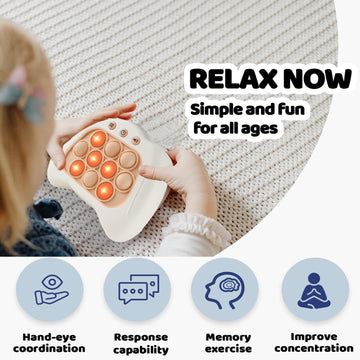 Pop Push Game Fidget Toy For Kids Ages 3-12,Handheld Fast Push Game Console Fidget Toys For Girls Boys,Light Up Sensory Gifts Fo