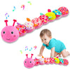 Baby Toys Musical Caterpillar Infant Stuffed Animal for 0-6 6-12 Months with Crinkle and Rattles Tummy Time Sensory Toys Newborn Boys Girls Gifts 0 3 6 9 12 Months - Pink