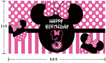 Minnie Mouse 3Rd Birthday Backdrop, Minnie Mouse 3Rd Birthday Banner Party Supplies, Minnie Mouse 3Rd Birthday Decorations, Thir