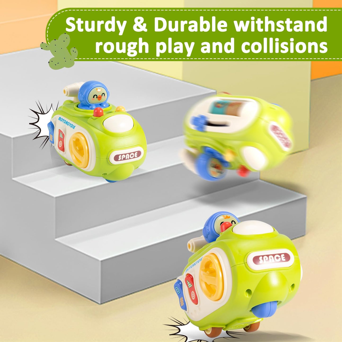 Vomii Montessori Toddler Toys, Sensory Press And Go Toy Car For Toddlers, Travel Activities Busy Cube Toys For Learning Fine Mot
