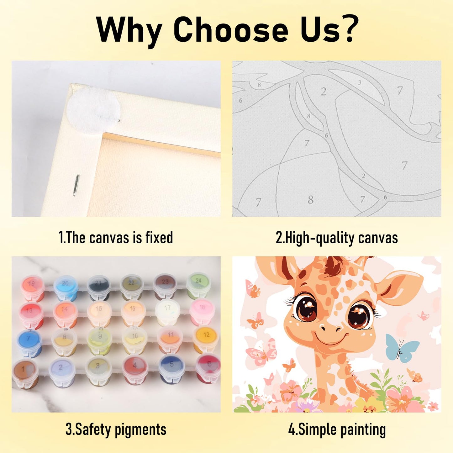 HEIBAGO Framed Paint by Numbers kit for Kids, 4 Pack Cute Animal Paint by Numbers for Kids Ages 8-12, Paint by Numbers Kits Chil
