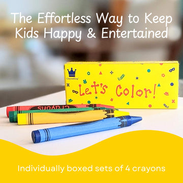 Crayonking 25 Sets Of 4-Packs In A Box (100 Total Bulk Crayons) Restaurants, Party Favors, Birthdays, School Teachers & Kids Col