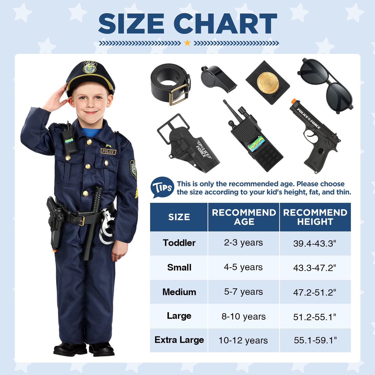 Luucio Police Officer Costume For Kids, Police Costume For Kids With Police Uniform, Halloween Costume For Kids, Dress Up, Role
