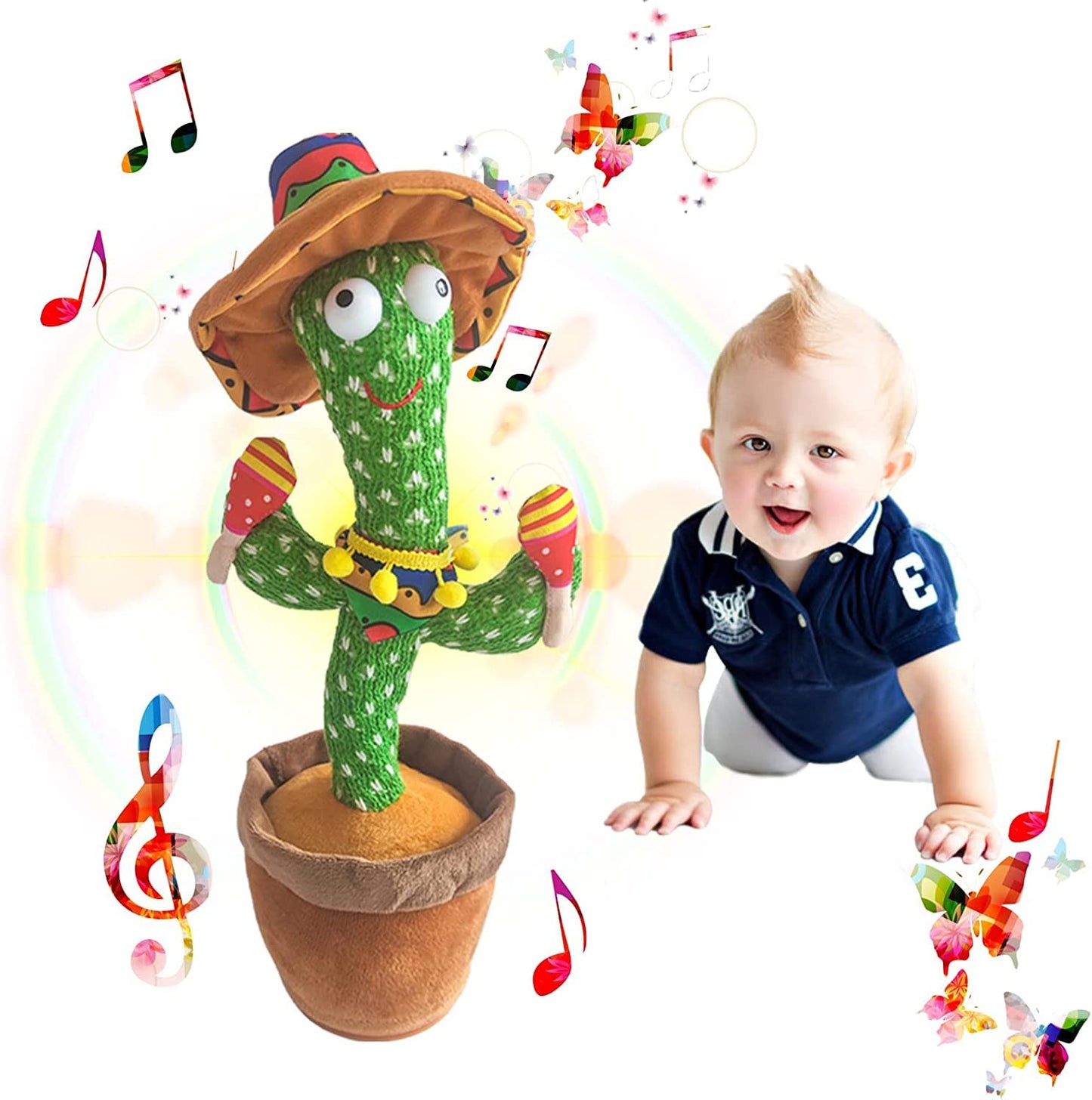 Vocloud Dancing Cactus Talking Cactus Baby Toys-Infant Tummy Time Toys For For 0-6 Months 6-12Months 1 Year Old,Recording,Repeat