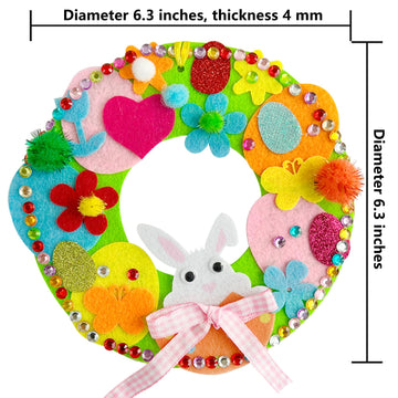 Jremreo 12 Sets DIY Easter Wreath Craft Kits, Foam Signs with Easter Egg, Bunny, and Chick Stickers, Pom-Poms, Googly Eyes, for