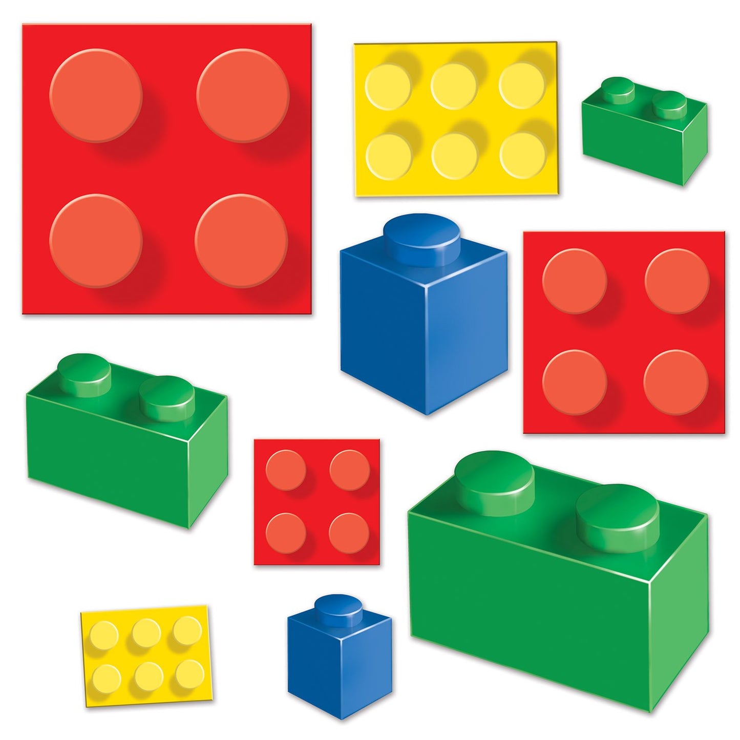 Beistle Building Blocks Cutouts - 40 Pieces, 4"-11.25", Multicolor, Paper, Model 52166