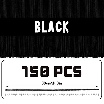 150 Pieces Black Pipe Cleaners for Hair, Pipe Cleaners Chenille Stem, Craft Pipe Cleaners, Art Pipe Cleaners, Fuzzy Sticks for C