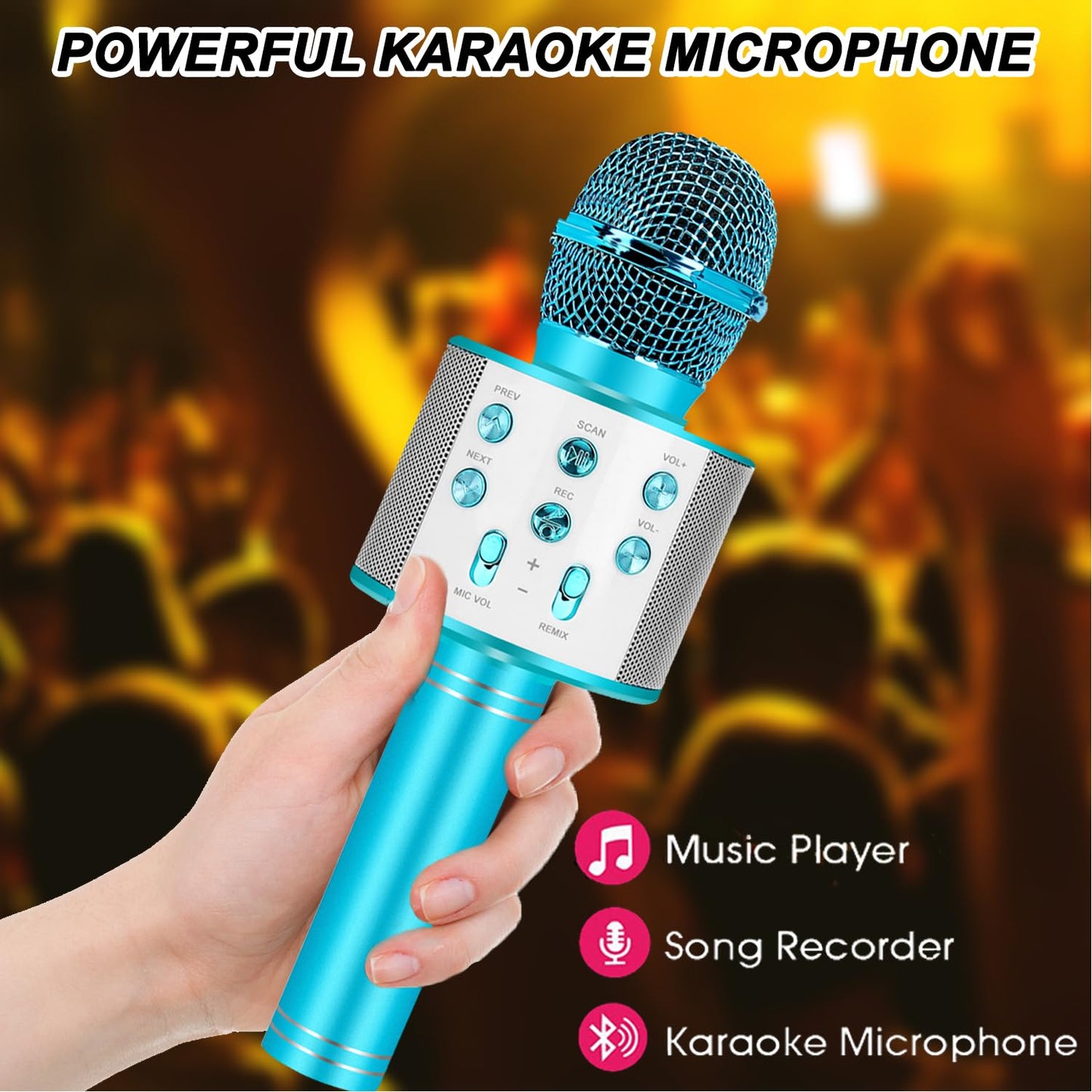 Bluetooth Karaoke Microphone Wireless: Portable Handheld Mic For Kids Adults Singing - Perfect For Christmas Birthday Holiday Pa