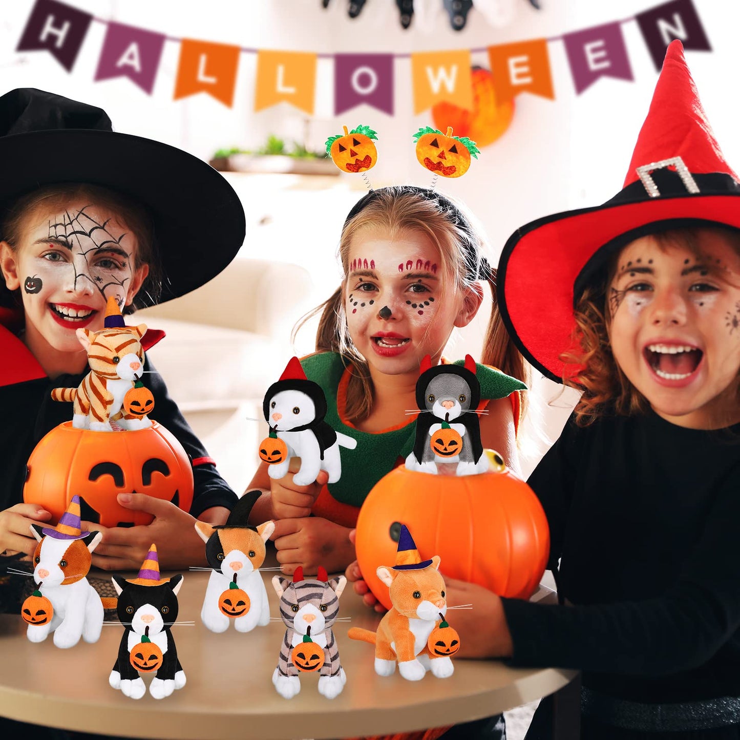 8 Pieces Plush Pets 5 Inch Stuffed Animals Bulk Assorted Cute Stuffed Pet Animal Plush Toys Small Plush Animals For Halloween Kid Classroom School Pet Party Favors Supplies Decoration (Creep Cat)