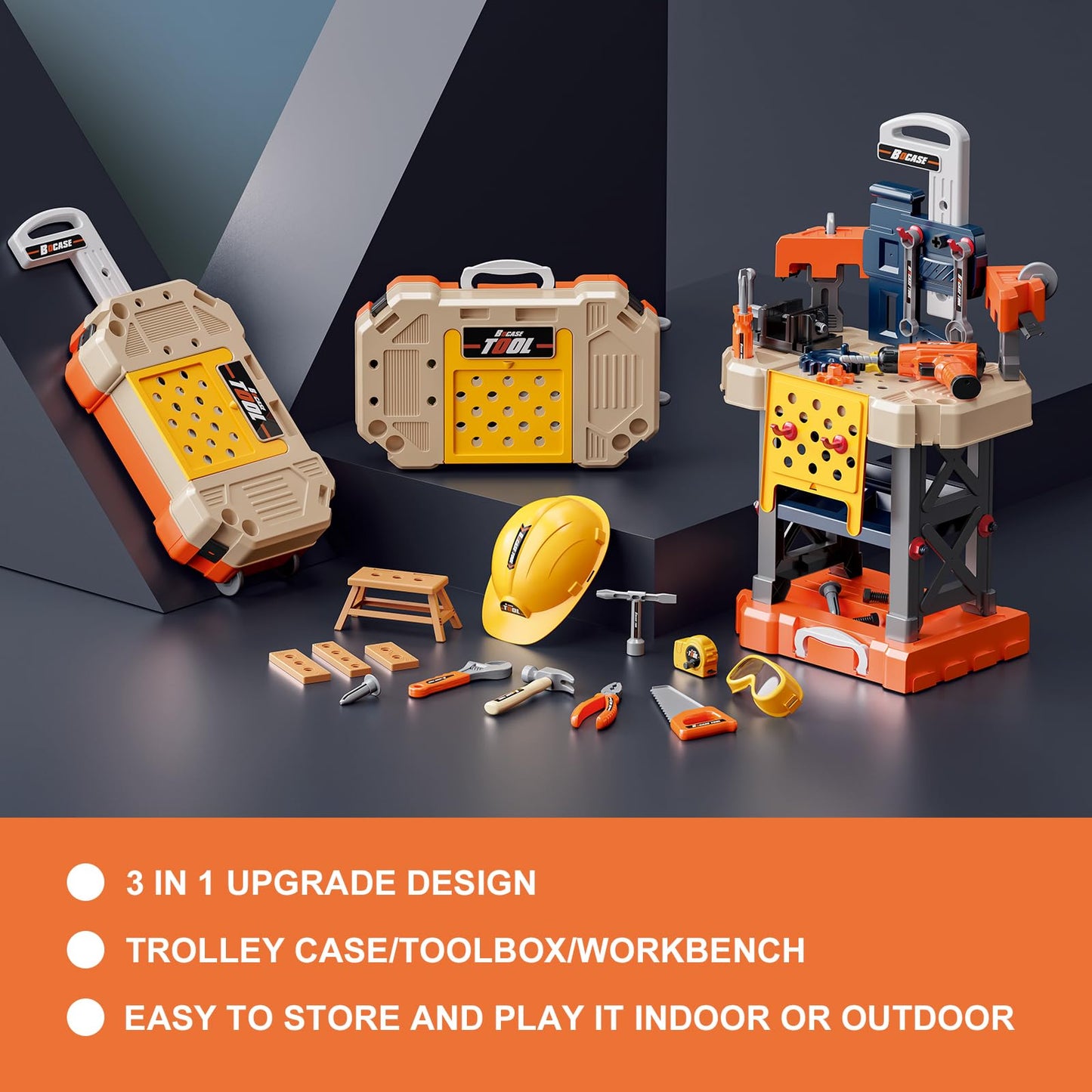 Kids Tool Bench - Kids Tool Set with Electric Toy Drill and Realistic Tools,78 Piece Toddler Tool Set Pretend Play for Toddlers