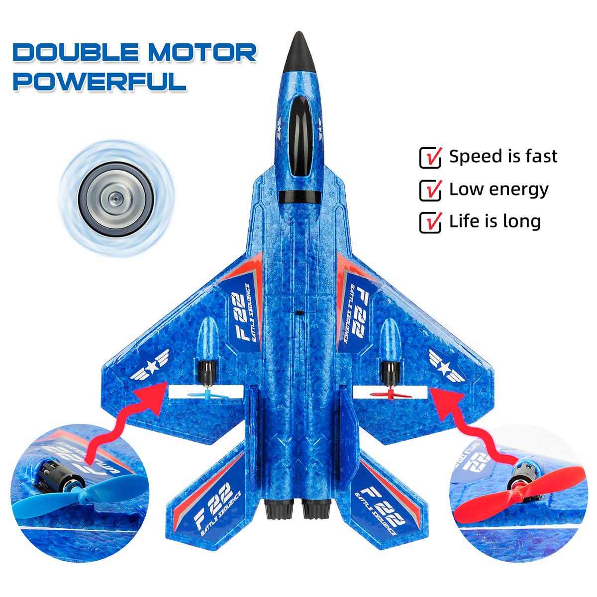 Rc Plane, F22 Rc Airplane Fighter Ready To Fly, 2.4Ghz 2 Channel Remote Control Plane, Rc Airplanes Toy For Boys Girls Kids Begi