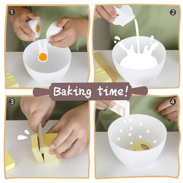 Pillowhale Wooden Toy Biscuits Baking Set,Pretend Play Food Sets for Kids Kitchen,Wooden Gingerbread Cookies Play Food Set,Play