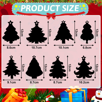 JULMELON 36 PCS Christmas Scratch Art, Christmas Crafts for Kids Magic Rainbow Scratch Paper Cards Christmas Tree Hanging Orname