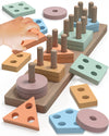 Montessori Toys For 1 2 3 Year Old Boys Girls, Wooden Sorting & Stacking Toys Puzzles For Toddlers 1-3, 1 2 Year Old Girl Boy Bi