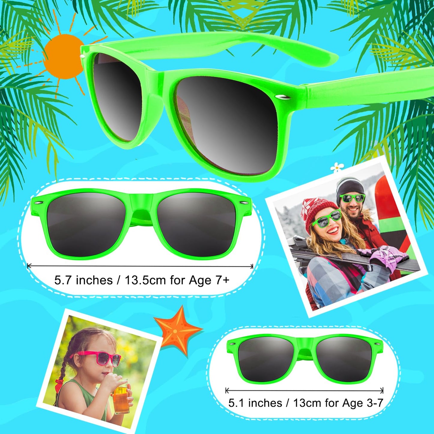 Morcheiong 12 Pack Party Sunglasses In Bulk For Birthday Summer Party Goody Bag Fillers Favors (Green)