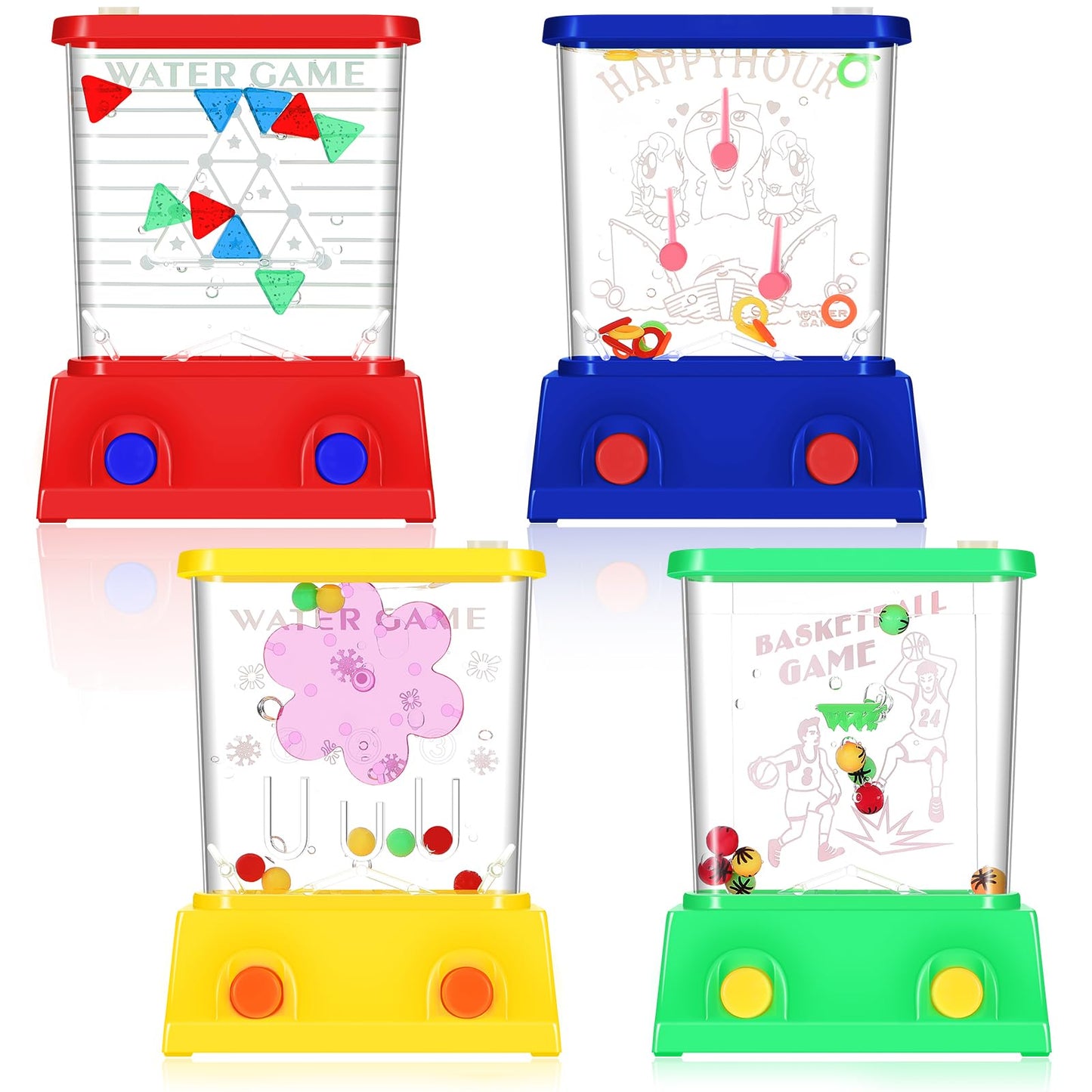 Gejoy 4 Pieces Water Games Handheld Valentines Day Gifts For Kids Mini Waterful Ring Toss Retro Pastime Toys Car Games Birthday Party Favor For Classroom Kids Adults Gifts(Modern Style)