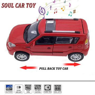 Mzexoma Diecast Car Model - KIA Soul Pull Back Car with Sound & Light, Red, for Boys 3+ Years, Model IE-QKZA-27