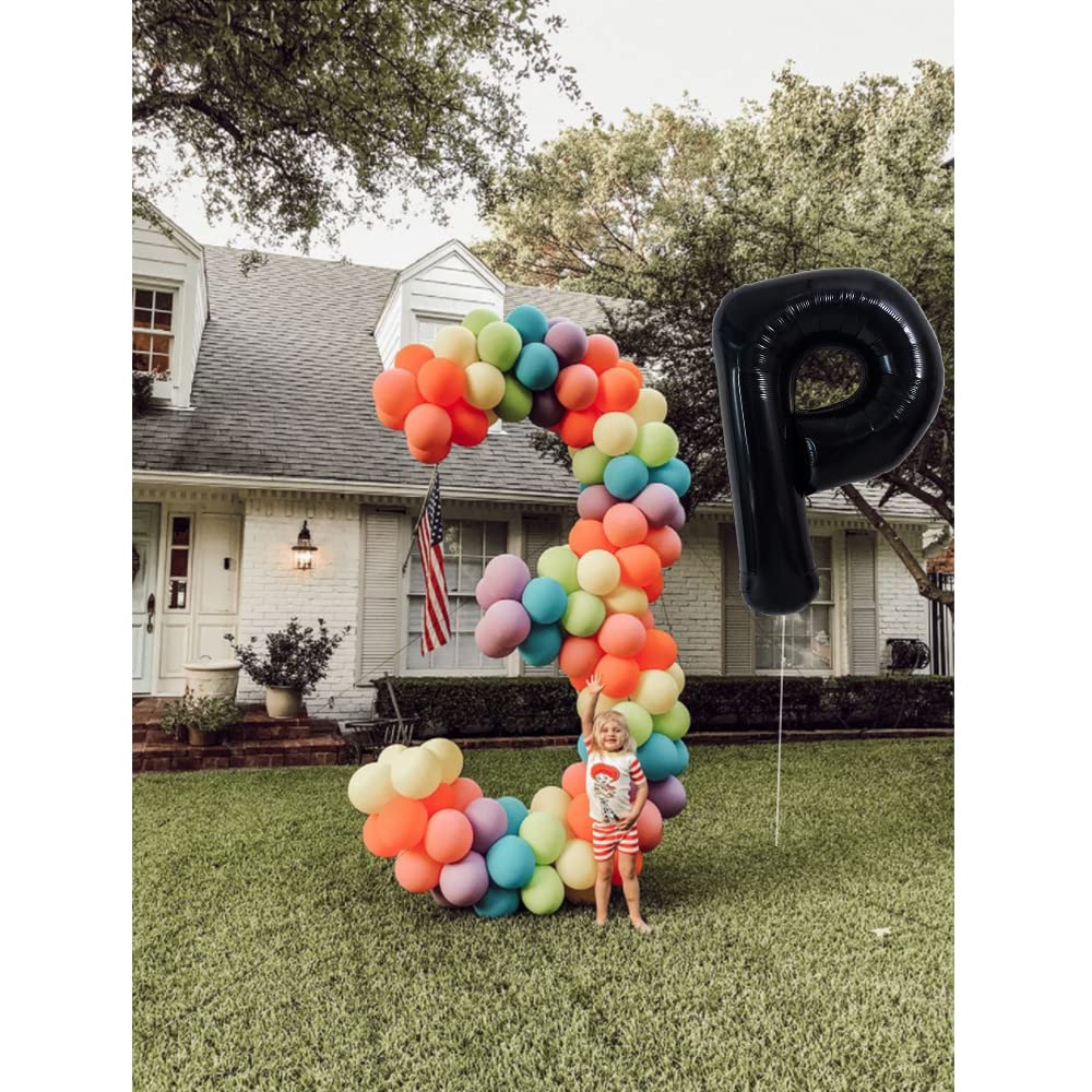 Toniful 40 Inch Large Black P Letter Balloons Jumbo Helium Balloons,Foil Mylar Big Alphabet Balloons For Birthday Party Annivers