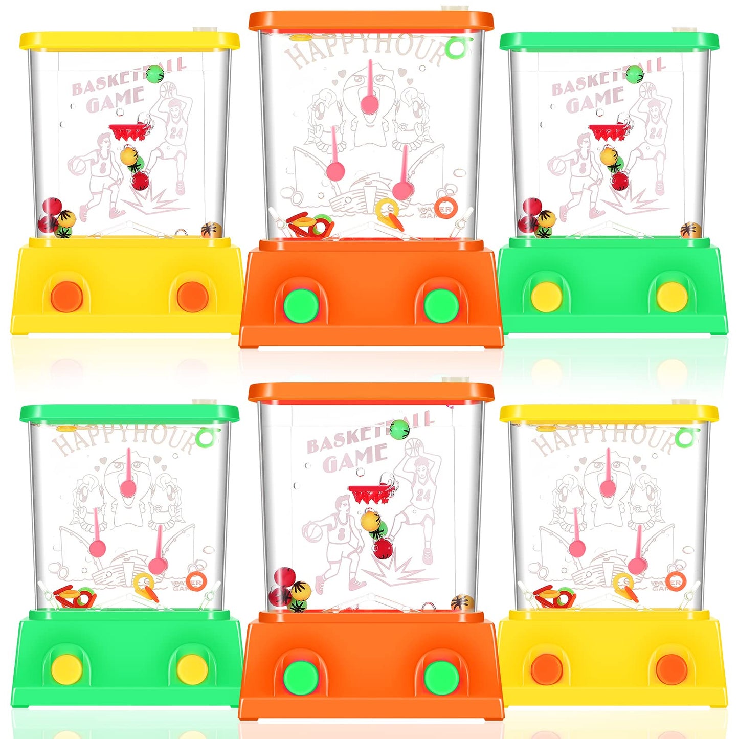 Lewtemi 32 Pcs Handheld Water Game Arcade Water Ring Mini Basketball Flower Toss Rings Handheld Fish Water Game 90S Toys Mini Re