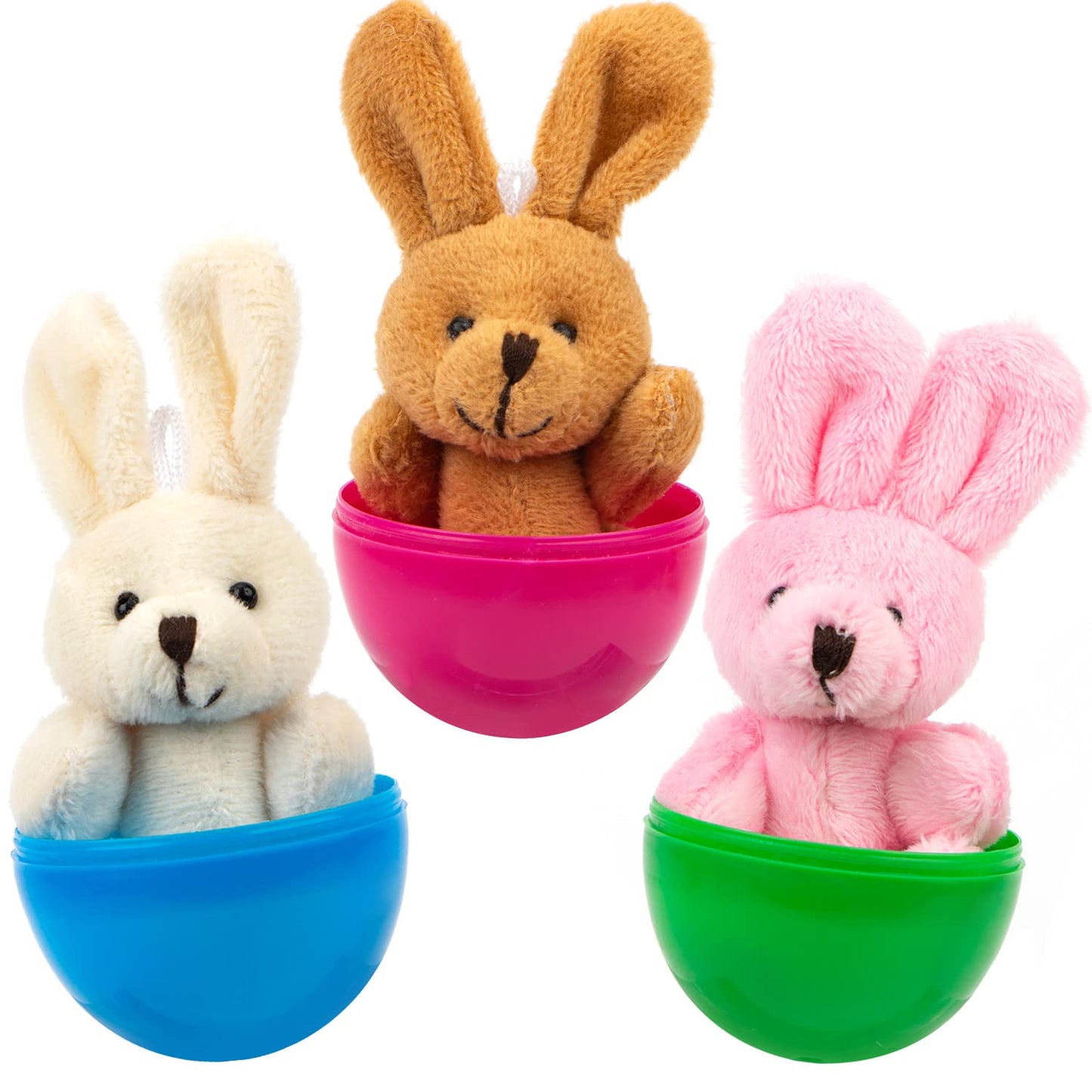 Newbea 24 Pack Prefilled Easter Eggs With Stuffed Animals,3.15'' Plastic Easter Eggs Filled With Toys,Perfect For Easter Eggs Hu