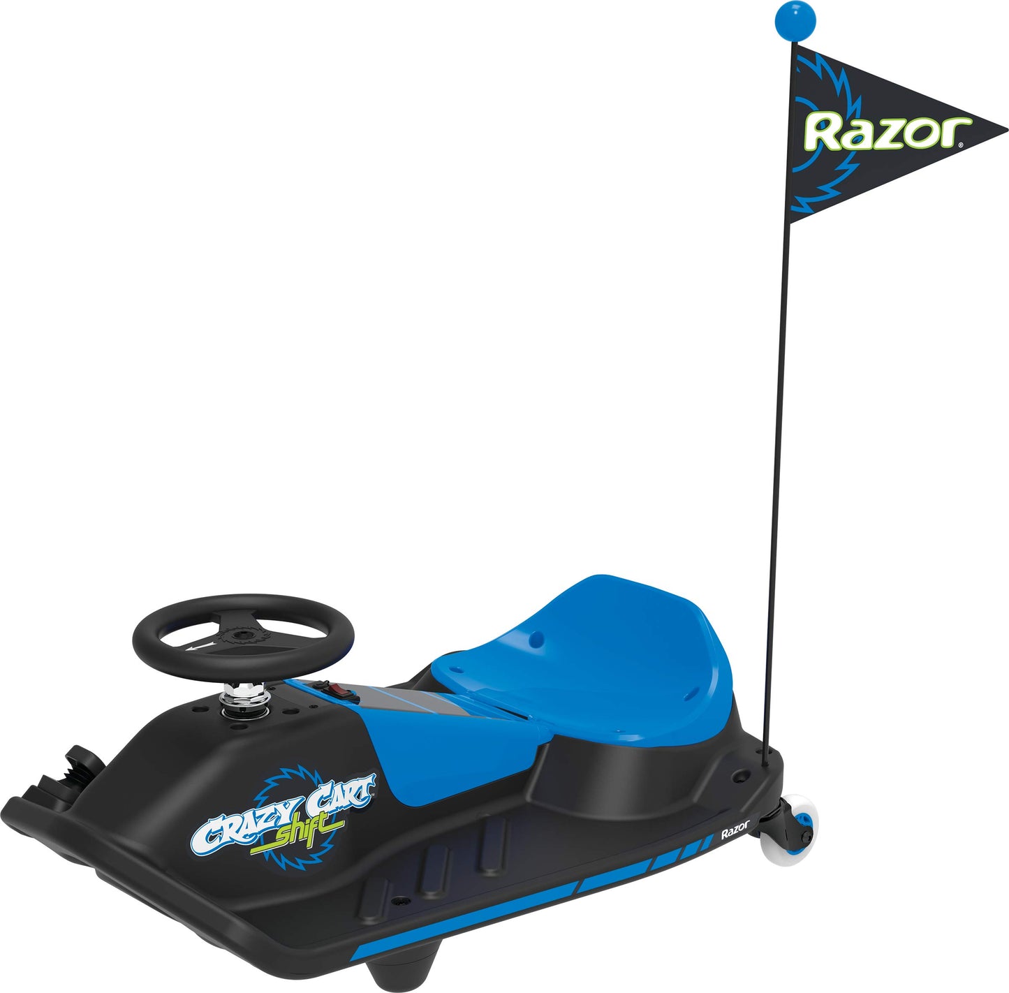 Razor Crazy Cart Shift Electric Go Kart For Kids Ages 6+ - 12V Drifting System, High/Low Speed Switch, Simplified Drifting, Riders Up To 120 Lbs, Black/Blue