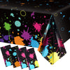 Glow Party Table Covers Neon Party Tablecloths 108 X 54 Inch Glow Party Tablecloths Disposable Plastic Neon Glow Table Cloth For Neon Birthday Party Black Light Party Supplies(4 Pieces)