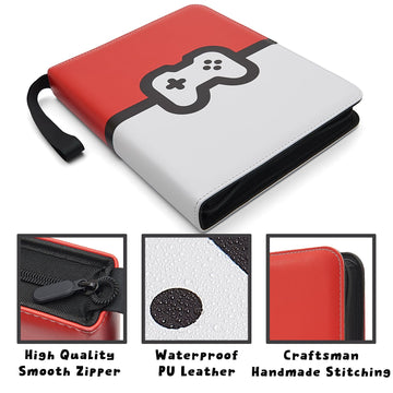 Trading Card Binder 9 Pocket Pages Top Loading 900 Card Storage 3 Ring Design With Zipper Boy's Gift (Red 900 cards)