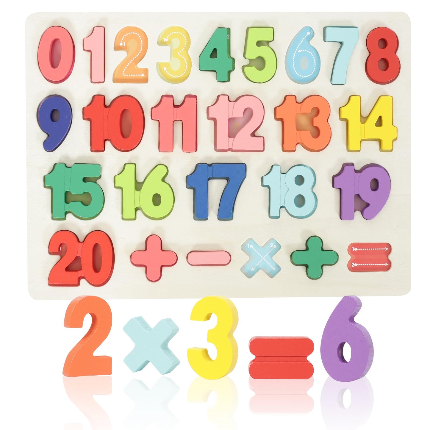 Number Puzzle - Montessori Wooden Puzzles For Toddlers 3-5 | Shape Learning Puzzle Learning Toy For Toddlers 3-5 Number Blocks T
