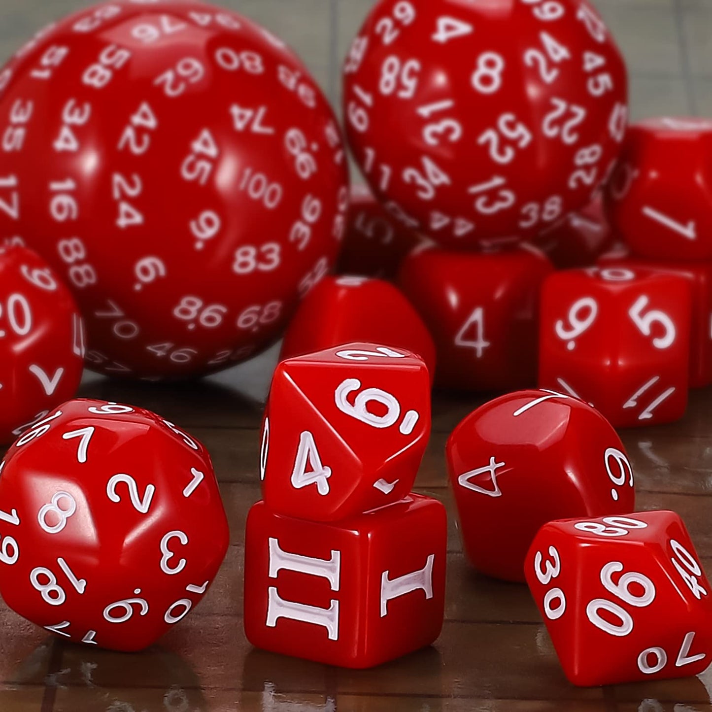 CiaraQ DND Polyhedral Dice Set (15pcs) D4-D100 Game Dice with Dice Bag for Dungeons and Dragons Role Playing Table Games (Red &