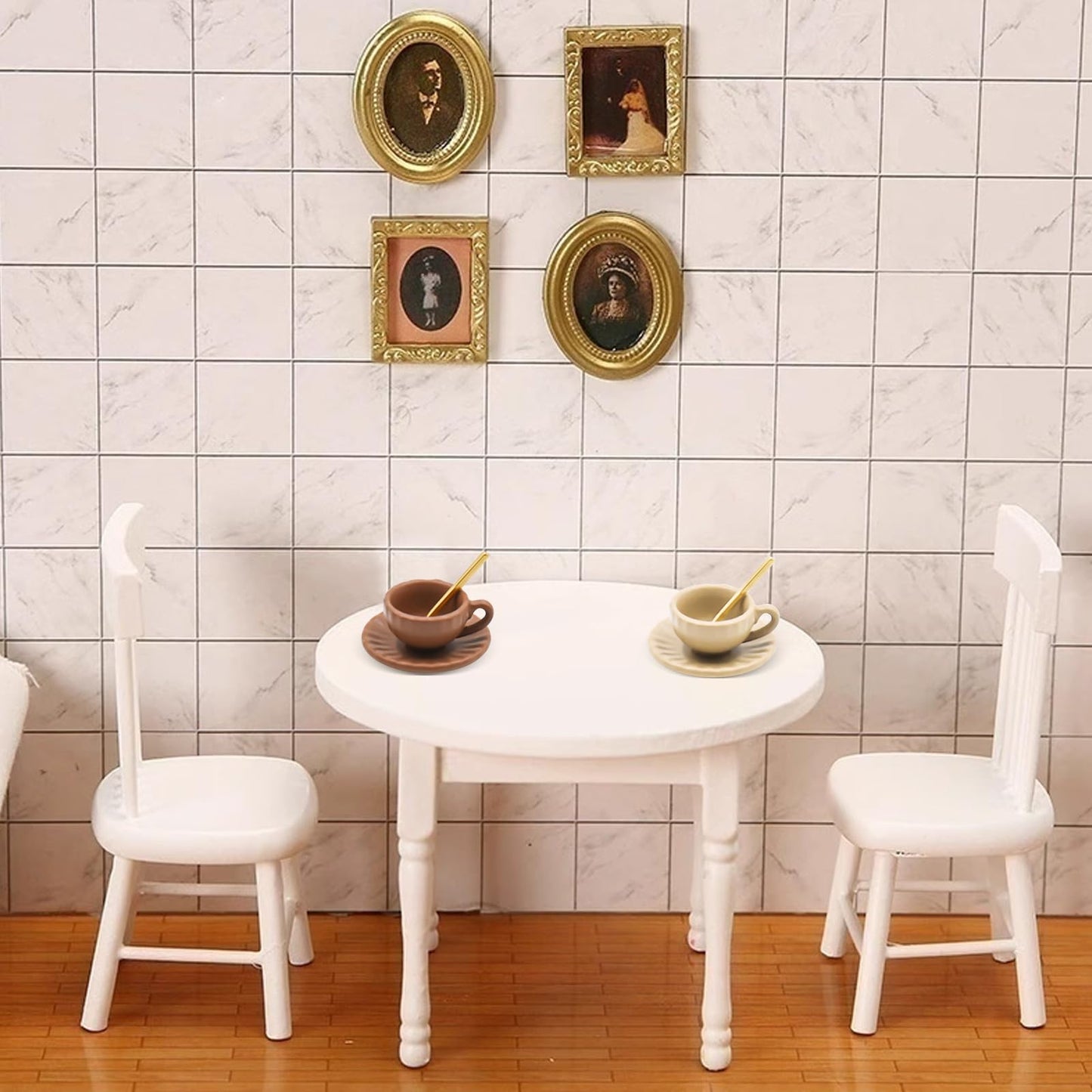 5 Set Dollhouse Miniature Coffee Cups Miniature Dollhouse Accessories 15 Pieces Mini Coffee Cup Plate Spoon For Mini Kitchen Acc