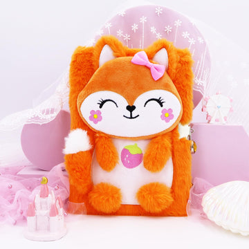YOYTOO Fox Diary for Girls, Plush Writing Journal with Lock, Ages 5-12, C0511, Perfect Birthday Gift