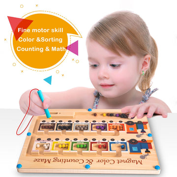 Magnetic Color And Number Maze Board Wooden Montessori Fine Motor Skills Toys For 2 3 Year Old Preschool Learning Activities Classroom Must Haves Sorting Travel Toys For Toddlers 1-3 2-4 Boys Girls