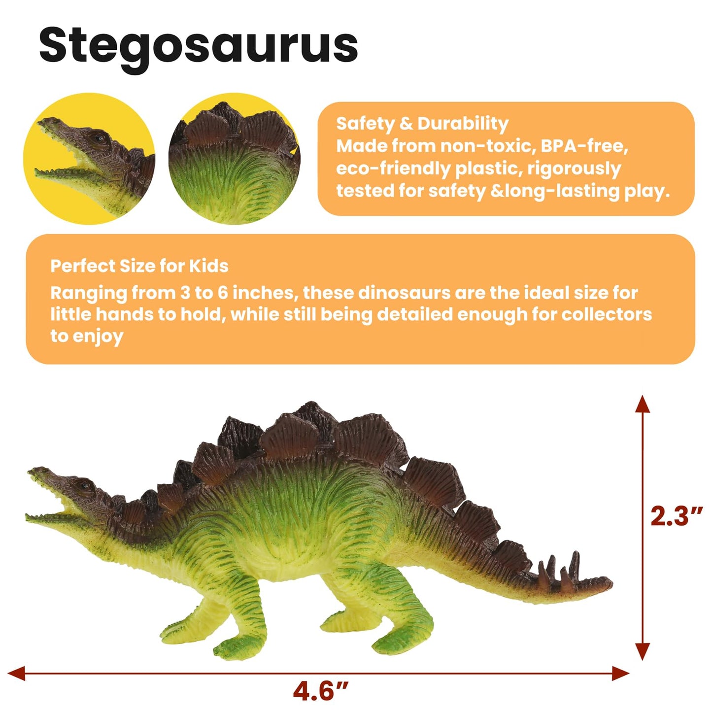 Zippytots Dinosaur Toys for Kids 3-5, 10 PCS Realistic Plastic Dinosaur Figure Toy Set Including T-Rex, Stegosaurus, Spinosaurus