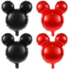 Mikimiqi 4 Pcs Mouse Head Foil Balloons, 24'' Mouse Mylar Balloon For Birthday Party Decorations Jumbo Mouse Head Aluminum Foil Balloons Party Favors Supplies (Black Red)