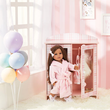 Sophia'S 18' Doll 6 Pc. Aurora Princess Pink Double-Door Armoire With Hangers, Robe, Slippers
