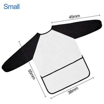 Godr7Oy Kids Art Smocks, Painting Apron Artist Smock With Sleeve And 3 Pockets 2 Pack Black/White Set For Age 2-6 Years (Small)