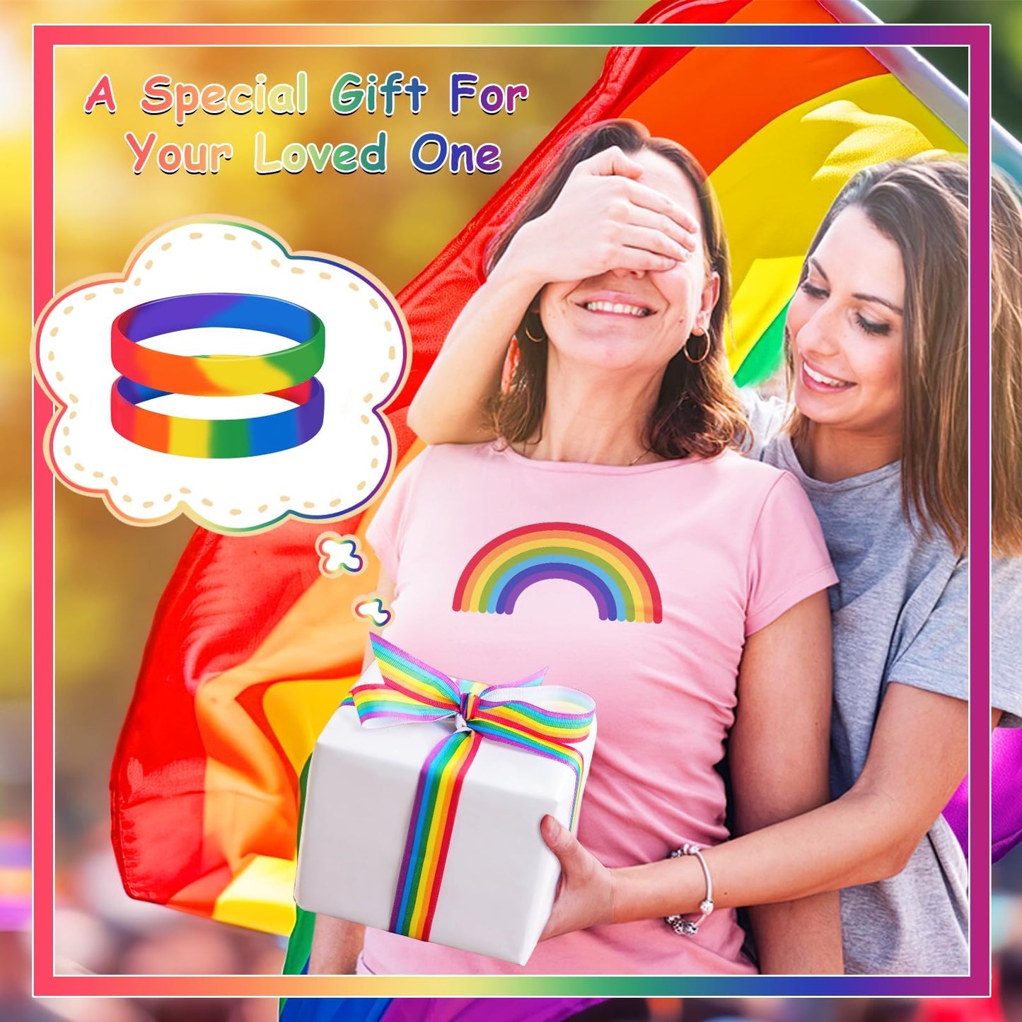 Junebrushs 24Pcs Gay Pride Silicone Bracelets Lgbt Rainbow Rubber Wristbands For Parades Decorations Party Favors Accessories (6